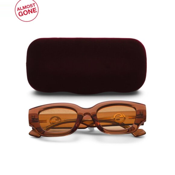 GUCCI BROWN/ORANGE 51mm Square Sunglasses